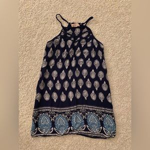 Band of Gypsies bandana-print blue halter dress. Material: rayon. Size XS.